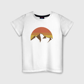 Детская футболка хлопок с принтом Вершины гор и осеннее солнце в Екатеринбурге, 100% хлопок | круглый вырез горловины, полуприлегающий силуэт, длина до линии бедер | вершины | горы | дизайн | красота | осень | пейзаж | природа | снег | солнце | стиль