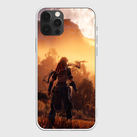 Чехол для iPhone 12 Pro с принтом HORIZON ZERO DAWN в Екатеринбурге, силикон | область печати: задняя сторона чехла, без боковых панелей | aloy | game | horizon zero dawn | hunter | machine | mecha | robot | snow | spear | the frozen wilds | weapon | игры | постапокалипсис | роботы | фентези | элой