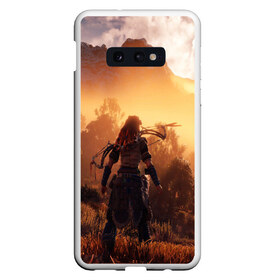 Чехол для Samsung S10E с принтом HORIZON ZERO DAWN в Екатеринбурге, Силикон | Область печати: задняя сторона чехла, без боковых панелей | Тематика изображения на принте: aloy | game | horizon zero dawn | hunter | machine | mecha | robot | snow | spear | the frozen wilds | weapon | игры | постапокалипсис | роботы | фентези | элой