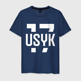 Мужская футболка хлопок с принтом USYK 17 в Екатеринбурге, 100% хлопок | прямой крой, круглый вырез горловины, длина до линии бедер, слегка спущенное плечо. | Тематика изображения на принте: 