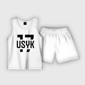 Детская пижама с шортами хлопок с принтом USYK 17 в Екатеринбурге,  |  | usyk | wbc | боец | бокс | боксер | украина | усик | чемпион