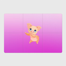 Магнитный плакат 3Х2 с принтом Танцующая свинка в Екатеринбурге, Полимерный материал с магнитным слоем | 6 деталей размером 9*9 см | Тематика изображения на принте: 2019 | голубоглазая | новыйгод | поросенок | пятачок | розовый | свинка | символгода | танцующаясвинка | танцы
