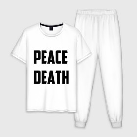 Мужская пижама хлопок с принтом PEACE DEATH в Екатеринбурге, 100% хлопок | брюки и футболка прямого кроя, без карманов, на брюках мягкая резинка на поясе и по низу штанин
 | Тематика изображения на принте: 