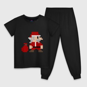 Детская пижама хлопок с принтом Pixel Santa в Екатеринбурге, 100% хлопок |  брюки и футболка прямого кроя, без карманов, на брюках мягкая резинка на поясе и по низу штанин
 | 8 bit | 8 бит | 8bit | geek | oldschool | pixel | santa | santa claus | дед мороз | игра | олдскул | пиксель | пиксельный | санта | санта клаус