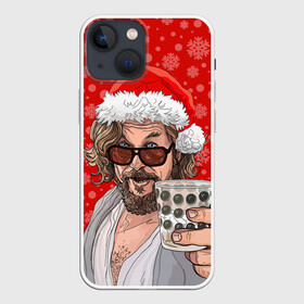 Чехол для iPhone 13 mini с принтом Лебовски Санта в Екатеринбурге,  |  | balls | big lebowski | bowling | film | happy christmas | movie | santa claus | skittles | большой лебовски | боулинг | дед мороз | кегли | кино | колпак | красная шапка | новый год | праздник | рождество | с новым годом | санта клаус