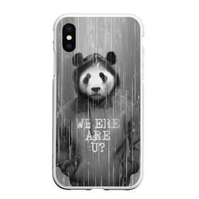 Чехол для iPhone XS Max матовый с принтом Панда в Екатеринбурге, Силикон | Область печати: задняя сторона чехла, без боковых панелей | дождь | животные | капюшон | кофта | медведь | мишка | панда | природа | хипстер
