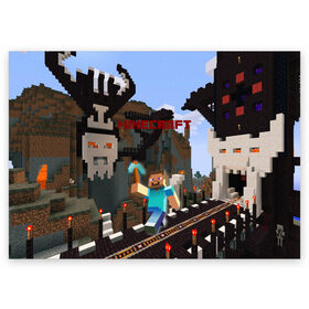 Поздравительная открытка с принтом Minecraft в Екатеринбурге, 100% бумага | плотность бумаги 280 г/м2, матовая, на обратной стороне линовка и место для марки
 | blade | blocks | creeper | cubes | game | ken | minecraft | mobs | sword | игры | крипер | майн крафт | майнкрафт | моб