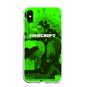 Чехол для iPhone XS Max матовый с принтом MINECRAFT в Екатеринбурге, Силикон | Область печати: задняя сторона чехла, без боковых панелей | blade | blocks | creeper | cubes | game | ken | minecraft | mobs | sword | игры | крипер | майн крафт | майнкрафт | моб