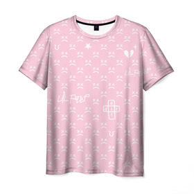 Мужская футболка 3D с принтом Lil Peep pink pattern в Екатеринбурге, 100% полиэфир | прямой крой, круглый вырез горловины, длина до линии бедер | benz truck | girls | gustav ahr | heart | hip hop | lil | lil peep | look at the sky tonight | love | peep | rap | rose | лил | лилпип | паттерн | пип | рэп | хип хоп | эмо | эмо реп