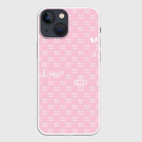 Чехол для iPhone 13 mini с принтом Lil Peep pink pattern в Екатеринбурге,  |  | benz truck | girls | gustav ahr | heart | hip hop | lil | lil peep | look at the sky tonight | love | peep | rap | rose | лил | лилпип | паттерн | пип | рэп | хип хоп | эмо | эмо реп