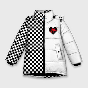 Зимняя куртка для девочек 3D с принтом ФРЕНДЗОНА в Екатеринбурге, ткань верха — 100% полиэстер; подклад — 100% полиэстер, утеплитель — 100% полиэстер. | длина ниже бедра, удлиненная спинка, воротник стойка и отстегивающийся капюшон. Есть боковые карманы с листочкой на кнопках, утяжки по низу изделия и внутренний карман на молнии. 

Предусмотрены светоотражающий принт на спинке, радужный светоотражающий элемент на пуллере молнии и на резинке для утяжки. | Тематика изображения на принте: friend | zone | бойчик | бутылочка | бэйби | вечеринка | вписке | клетка | мэйби | панк | пижамная | поп | розовый | сердечко | сердце | ска | флирт | френдзона | хэш | школьная