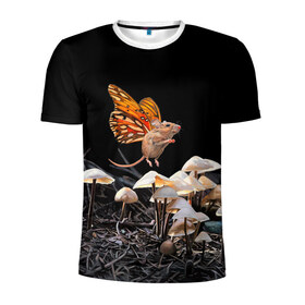 Мужская футболка 3D спортивная с принтом Hover в Екатеринбурге, 100% полиэстер с улучшенными характеристиками | приталенный силуэт, круглая горловина, широкие плечи, сужается к линии бедра | chipmunk | lisa ericson | бабочка | грибы | мышка | мышь