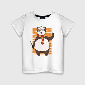 Детская футболка хлопок с принтом Панда Поттер в Екатеринбурге, 100% хлопок | круглый вырез горловины, полуприлегающий силуэт, длина до линии бедер | волшебник | панда | панды | поттер