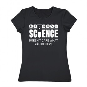 Женская футболка хлопок с принтом Science (dark) в Екатеринбурге, 100% хлопок | прямой крой, круглый вырез горловины, длина до линии бедер, слегка спущенное плечо | 