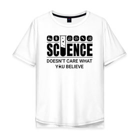 Мужская футболка хлопок Oversize с принтом Science (light) в Екатеринбурге, 100% хлопок | свободный крой, круглый ворот, “спинка” длиннее передней части | Тематика изображения на принте: science | атом | днк | измерение | исследование | медицина | микроскоп | наука | опыт | пробирка | студент | учёные
