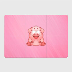 Магнитный плакат 3Х2 с принтом Милая веселая свинка в Екатеринбурге, Полимерный материал с магнитным слоем | 6 деталей размером 9*9 см | Тематика изображения на принте: 