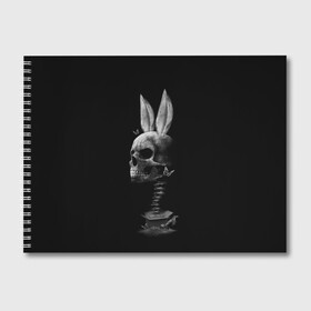 Альбом для рисования с принтом Зая в Екатеринбурге, 100% бумага
 | матовая бумага, плотность 200 мг. | бабочки | животные | зая | заяц | кости | кролик | череп | черно белый | черное и белое