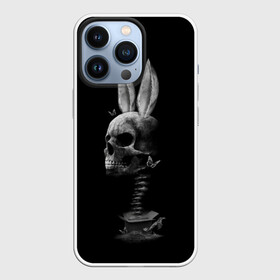 Чехол для iPhone 13 Pro с принтом Зая в Екатеринбурге,  |  | Тематика изображения на принте: бабочки | животные | зая | заяц | кости | кролик | череп | черно белый | черное и белое