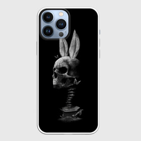 Чехол для iPhone 13 Pro Max с принтом Зая в Екатеринбурге,  |  | Тематика изображения на принте: бабочки | животные | зая | заяц | кости | кролик | череп | черно белый | черное и белое