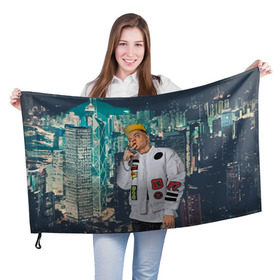 Флаг 3D с принтом Элджей в Екатеринбурге, 100% полиэстер | плотность ткани — 95 г/м2, размер — 67 х 109 см. Принт наносится с одной стороны | sayonara boy | элджей