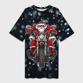 Платье-футболка 3D с принтом Крутой Санта в Екатеринбурге,  |  | art | bike | biker | christmas | happy new year | new year | road | santa | арт | байк | байкер | дед мороз | мотоцикл | на мотоцикле | новогодний | новый год | рождественский | рождество | санта | санта на байке