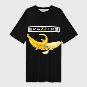 Платье-футболка 3D с принтом Brazzers в Екатеринбурге,  |  | brazzers | банан | бразерс | логотип | надпись | прикол | юмор