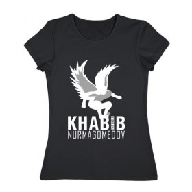 Женская футболка хлопок с принтом Хабиб (Air) в Екатеринбурге, 100% хлопок | прямой крой, круглый вырез горловины, длина до линии бедер, слегка спущенное плечо | air | eagle | khabib | nurmagomedov | ssru | нурмагомедов | орел | хабиб