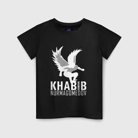Детская футболка хлопок с принтом Хабиб (Air) в Екатеринбурге, 100% хлопок | круглый вырез горловины, полуприлегающий силуэт, длина до линии бедер | Тематика изображения на принте: air | eagle | khabib | nurmagomedov | ssru | нурмагомедов | орел | хабиб