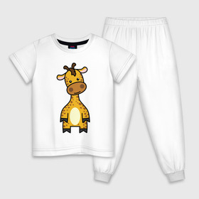Детская пижама хлопок с принтом Зверинец в Екатеринбурге, 100% хлопок |  брюки и футболка прямого кроя, без карманов, на брюках мягкая резинка на поясе и по низу штанин
 | Тематика изображения на принте: животное | животные | жираф | звери | зверинец | зверь | милые | мульт | мультяшные | мультяшный