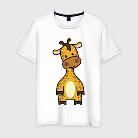 Мужская футболка хлопок с принтом Зверинец в Екатеринбурге, 100% хлопок | прямой крой, круглый вырез горловины, длина до линии бедер, слегка спущенное плечо. | Тематика изображения на принте: животное | животные | жираф | звери | зверинец | зверь | милые | мульт | мультяшные | мультяшный