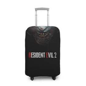 Чехол для чемодана 3D с принтом Resident Evil 2 в Екатеринбурге, 86% полиэфир, 14% спандекс | двустороннее нанесение принта, прорези для ручек и колес | 2 | 2019 | dark | evil | game | horror | resident | zombie | зомби | зубы | игра | кровь | лого | обитель зла | ужас