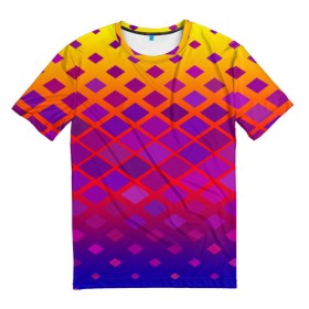 Мужская футболка 3D с принтом Красочная Геометрия в Екатеринбурге, 100% полиэфир | прямой крой, круглый вырез горловины, длина до линии бедер | romb | абстракция | геометрия | ромб
