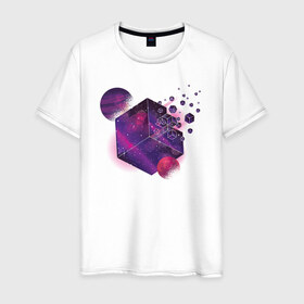 Мужская футболка хлопок с принтом Геометрия в Екатеринбурге, 100% хлопок | прямой крой, круглый вырез горловины, длина до линии бедер, слегка спущенное плечо. | абстракция | геометрия | космос | планета | планеты