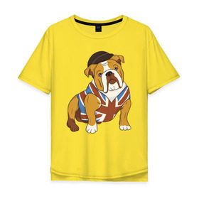 Мужская футболка хлопок Oversize с принтом Британский Бульдог в Екатеринбурге, 100% хлопок | свободный крой, круглый ворот, “спинка” длиннее передней части | bulldog | бульдог | собака | собаки