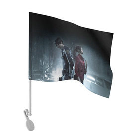 Флаг для автомобиля с принтом Resident Evil 2 в Екатеринбурге, 100% полиэстер | Размер: 30*21 см | 2 | biohazard | claire | evil | horror | raccoon | resident | survival | t virus | t вирус | выживание | зла | кеннеди | клэр | леон | обитель | раккун | редфилд | скотт | ужас