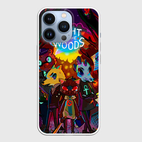 Чехол для iPhone 13 Pro с принтом Night in the Woods (1) в Екатеринбурге,  |  | bear | cat | fox | night | night in the woods | woods | кот | лес | лис | медведь | ночь | ночь в лесу