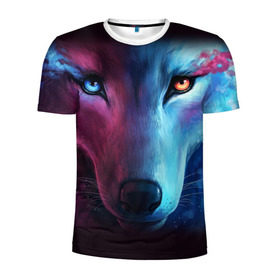 Мужская футболка 3D спортивная с принтом WOLF в Екатеринбурге, 100% полиэстер с улучшенными характеристиками | приталенный силуэт, круглая горловина, широкие плечи, сужается к линии бедра | hunter | wild | wolf | волк | животные | звери | охотник