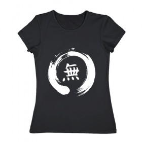 Женская футболка хлопок с принтом Zen/Дзен в Екатеринбурге, 100% хлопок | прямой крой, круглый вырез горловины, длина до линии бедер, слегка спущенное плечо | буддизм | дзэн | иероглиф | энсо