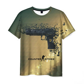Мужская футболка 3D с принтом Counter Strike Glock в Екатеринбурге, 100% полиэфир | прямой крой, круглый вырез горловины, длина до линии бедер | awp | counter strike | cyber sport | game | howl | skin | sport | авп | вой | игры | скин