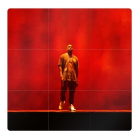 Магнитный плакат 3Х3 с принтом Kanye West Red On Stage в Екатеринбурге, Полимерный материал с магнитным слоем | 9 деталей размером 9*9 см | 