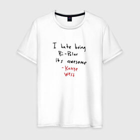 Мужская футболка хлопок с принтом Kanye West Hate Being Bipolar в Екатеринбурге, 100% хлопок | прямой крой, круглый вырез горловины, длина до линии бедер, слегка спущенное плечо. | kanye | kanye west | yandhi | кани | кани вест | кани вэст | янди