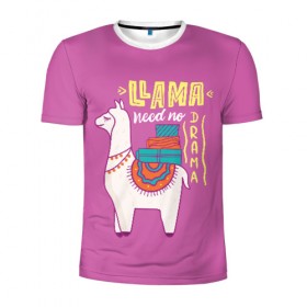 Мужская футболка 3D спортивная с принтом Lama в Екатеринбурге, 100% полиэстер с улучшенными характеристиками | приталенный силуэт, круглая горловина, широкие плечи, сужается к линии бедра | glama | lama | анд | горы | дикое | домашнее | животное | индейци | лама | мех | шерсть