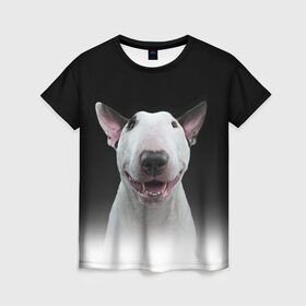 Женская футболка 3D с принтом Oh snap! в Екатеринбурге, 100% полиэфир ( синтетическое хлопкоподобное полотно) | прямой крой, круглый вырез горловины, длина до линии бедер | bull terrier | dog |   | бультерьер | собака