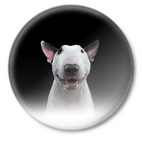 Значок с принтом Oh snap! в Екатеринбурге,  металл | круглая форма, металлическая застежка в виде булавки | bull terrier | dog |   | бультерьер | собака