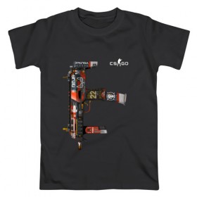 Мужская футболка хлопок с принтом CS GO лого на спине в Екатеринбурге, 100% хлопок | прямой крой, круглый вырез горловины, длина до линии бедер, слегка спущенное плечо. | 
