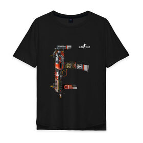 Мужская футболка хлопок Oversize с принтом CS GO лого на спине в Екатеринбурге, 100% хлопок | свободный крой, круглый ворот, “спинка” длиннее передней части | 