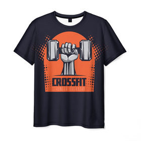 Мужская футболка 3D с принтом Crossfit в Екатеринбурге, 100% полиэфир | прямой крой, круглый вырез горловины, длина до линии бедер | мода | мотивация | настроения | позитив | прикол | пятна | тренд | яркие