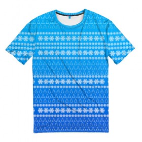 Мужская футболка 3D с принтом Зимние узоры в Екатеринбурге, 100% полиэфир | прямой крой, круглый вырез горловины, длина до линии бедер | Тематика изображения на принте: 