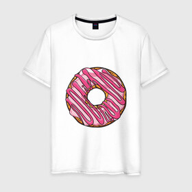Мужская футболка хлопок с принтом Пончик в Екатеринбурге, 100% хлопок | прямой крой, круглый вырез горловины, длина до линии бедер, слегка спущенное плечо. | donut | simpsons | барт | вкус | гомер | еда | кафе | кок | кухня | пища | повар | пончик | ресторан | симпсоны | сладкий