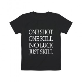 Детская футболка хлопок с принтом One Shot Battlefield в Екатеринбурге, 100% хлопок | круглый вырез горловины, полуприлегающий силуэт, длина до линии бедер | Тематика изображения на принте: 2019 | 5 | battlefield | game | logo | one kill | one shot | skill | v